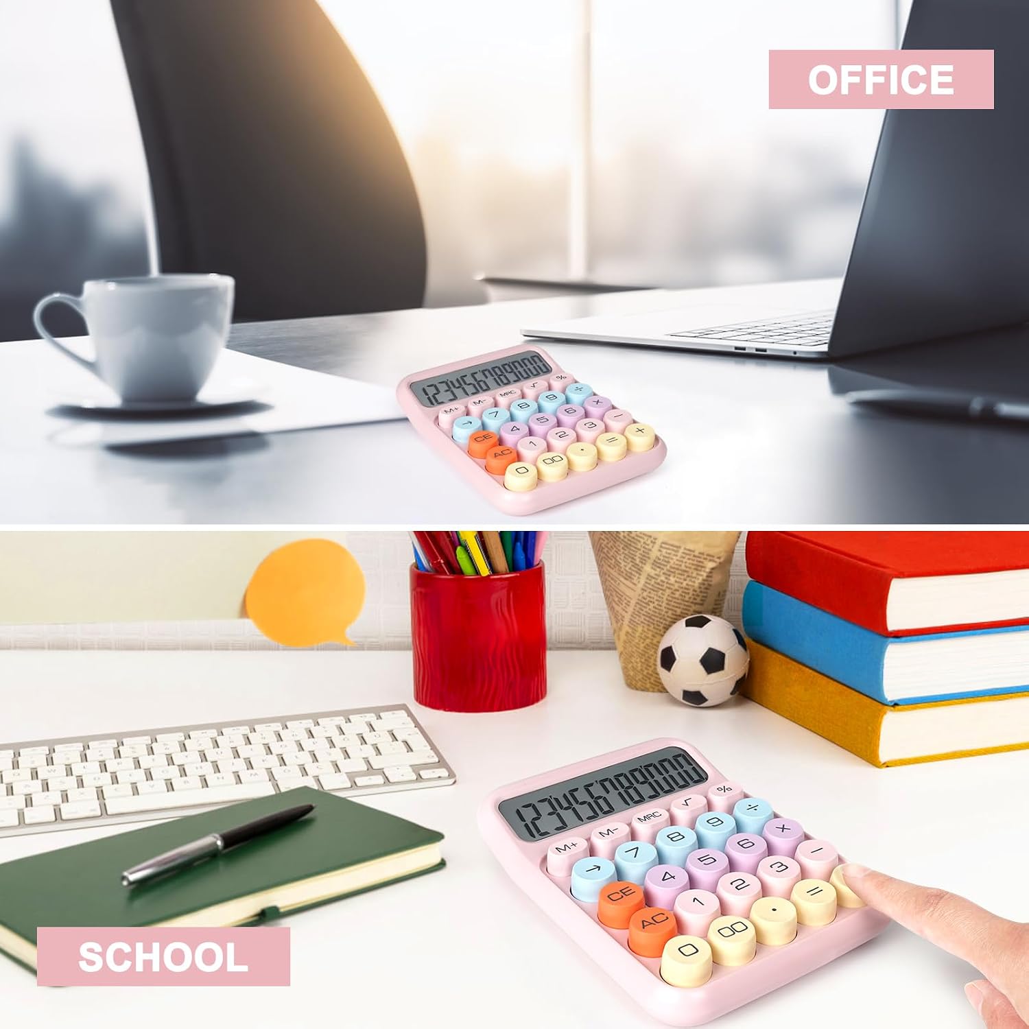 Pink Desktop Calculator with Large Buttons - Image 6