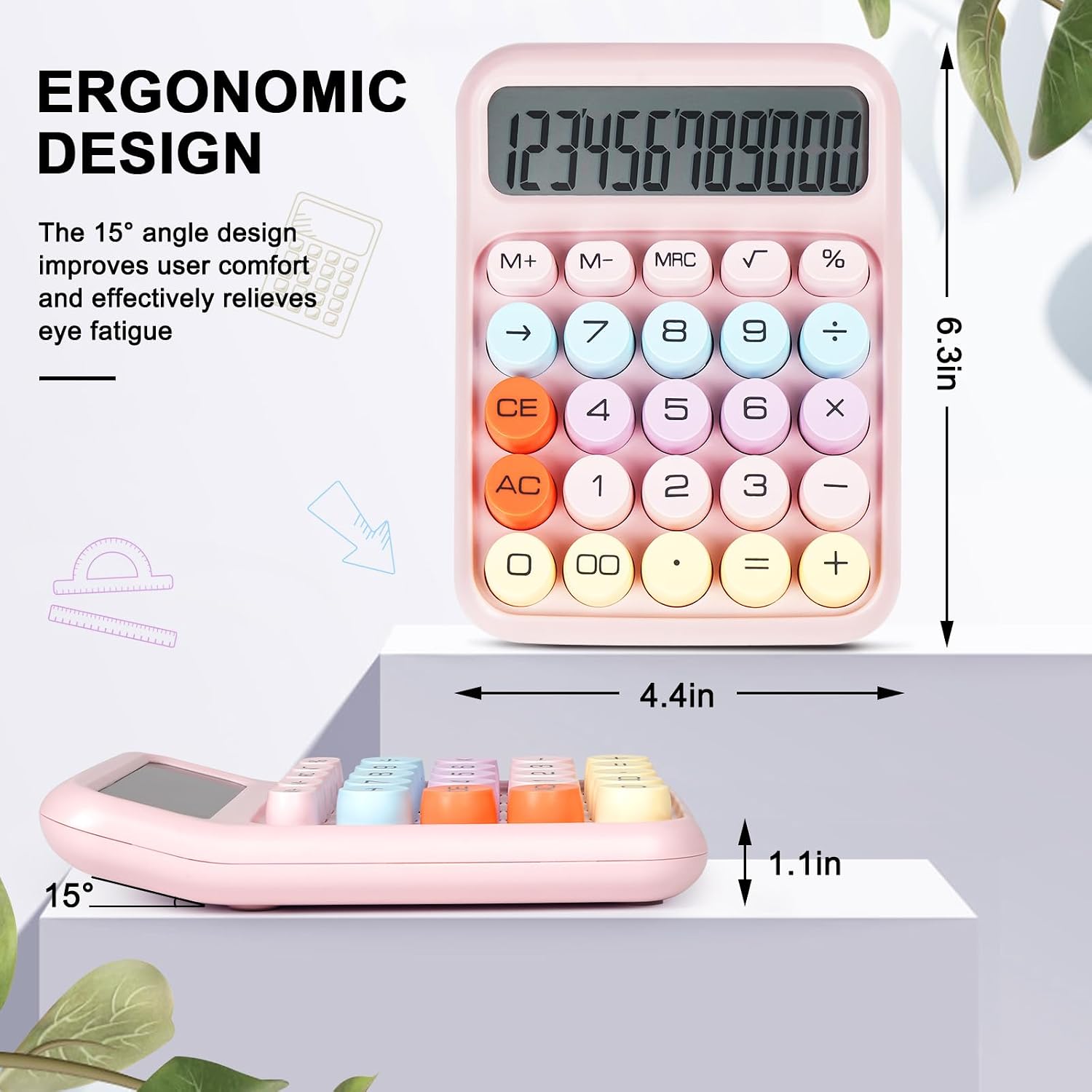 Pink Desktop Calculator with Large Buttons - Image 2