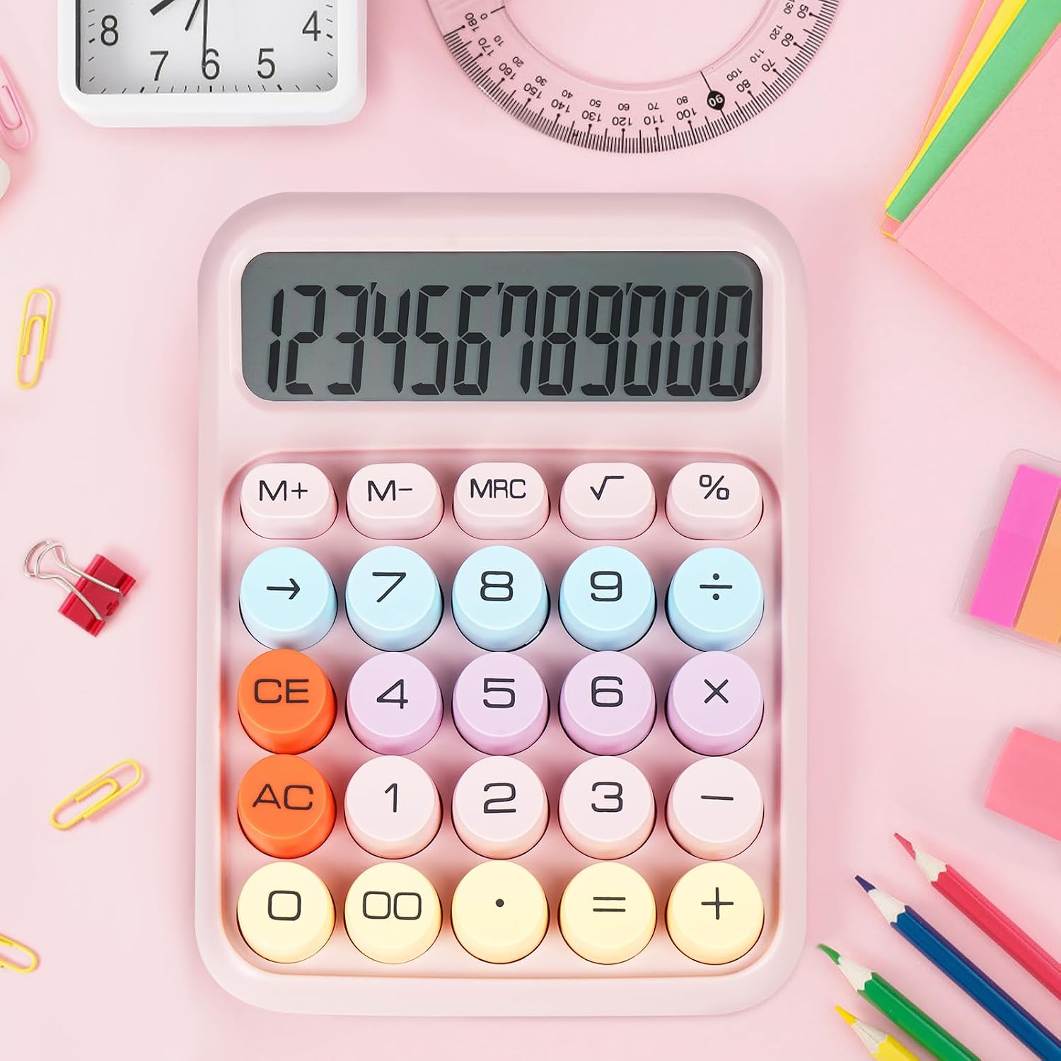 Pink Desktop Calculator with Large Buttons - Image 4